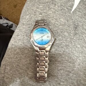 Fossil Silver Watch with Blue Gradient Dial